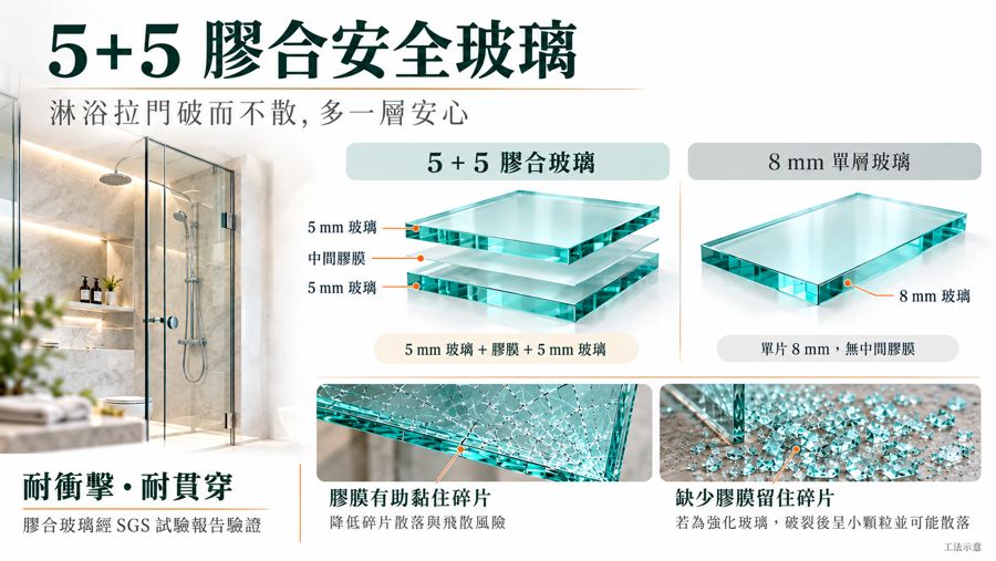 5+5 膠合安全玻璃工法圖卡