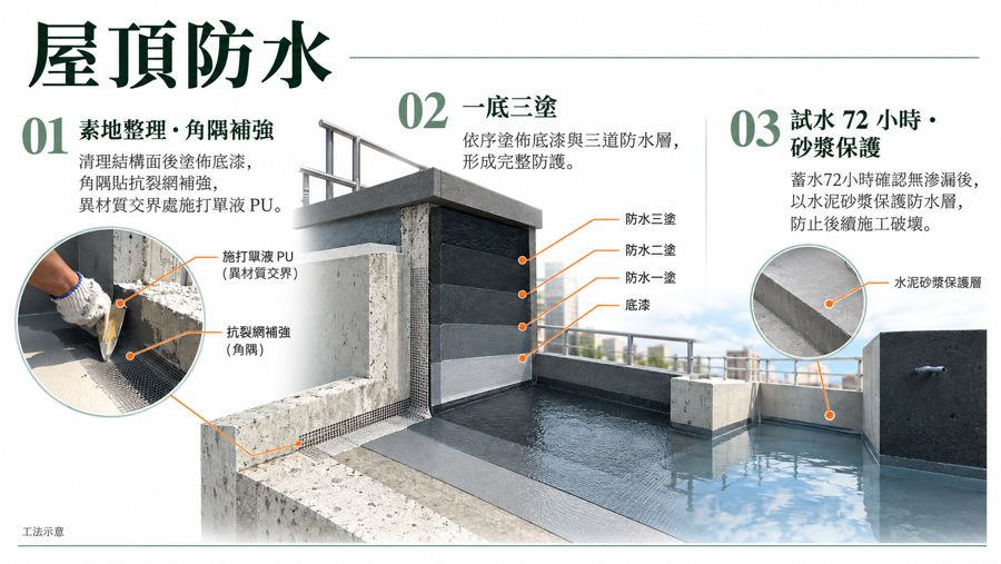 屋頂防水工法圖卡