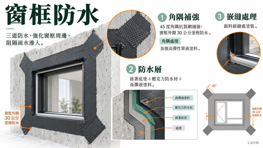 窗框防水工法圖卡